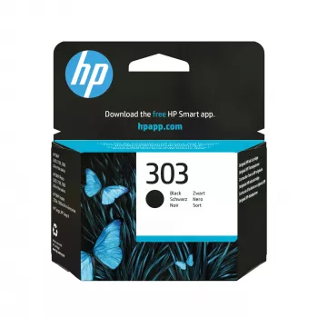 HP 303 μαύρο γνήσιο μελανοδοχείο — χρωστική μαύρη μελάνη, τυπική χωρητικότητα, ατομική συσκευασία, ~200 σελίδες