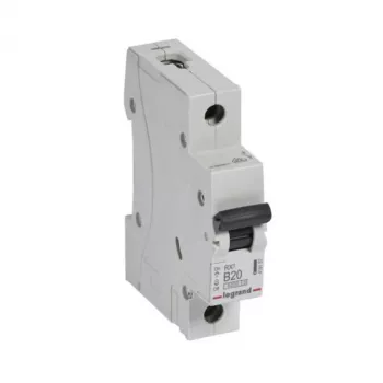 Διακόπτης προστασίας γραμμής Legrand 419137 B20A 1P 6kA — B20A μονοπολικός μικροαυτόματος διακόπτης, 6 kA ικανότητα διακοπής