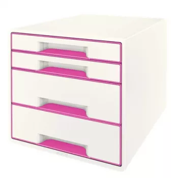 Leitz συρτάρι WOW Cube 4 θέσεων, 4 συρτάρια, πλαστικό, ροζ, λευκό, 1 τεμ., 287 mm, 270 mm