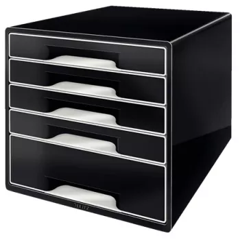 Leitz Desk Cube 5-drawer, 5 συρτάρια, πλαστικό, μαύρο, 1 τεμ., 270 mm, 287 mm
