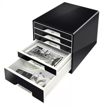 Leitz Desk Cube 5-drawer, 5 συρτάρια, πλαστικό, μαύρο, 1 τεμ., 270 mm, 287 mm