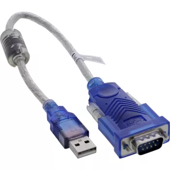 InLine 33304X Καλώδιο προσαρμογέα USB σε σειριακό με φερίτη, USB-A σε 9-pin Sub-D αρσενικό βύσμα