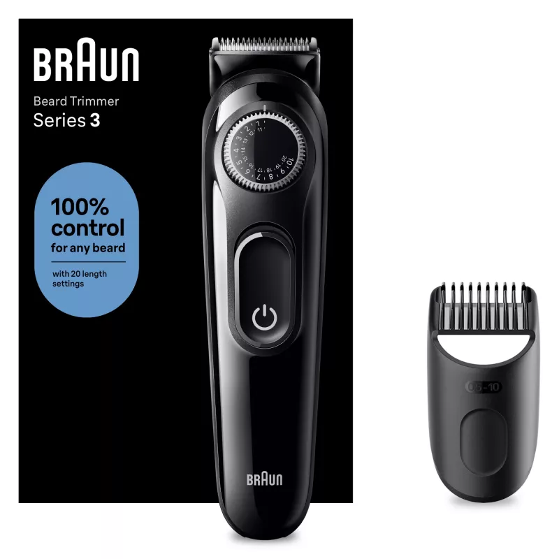 Braun BeardTrimmer 3 Beard Trm 3 BT3400, πλενόμενο, Μπαταρία, Μαύρο