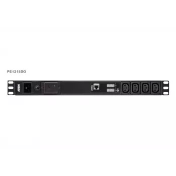 ATEN Basic Metered 1U PDU με προστασία υπέρτασης, Basic, Metered, 1U, Μαύρο, LCD, 18 έξοδοι AC, υποδοχή C13