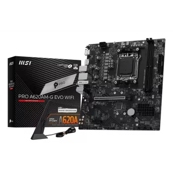 Μητρική MSI Pro A620AM-G EVO WIFI — chipset AMD A620A, Socket AM5, micro ATX, DDR5, 2 υποδοχές μνήμης, Wi‑Fi 6E, 2,5Gb Ethernet