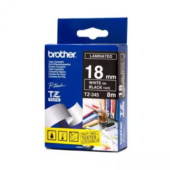 Brother TZ-345 ταινία ετικετών λευκό σε μαύρο