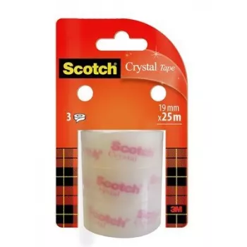 Ταινία 3M Scotch Crystal Clear 600, 19 mm x 25 m, διαφανής (3 ρολά)