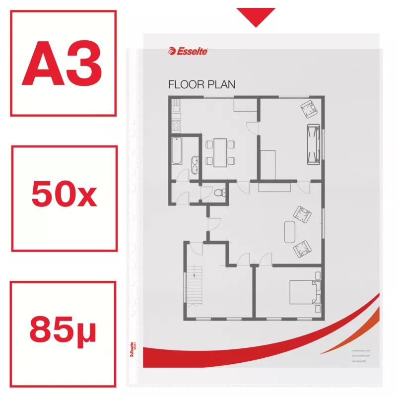 Esselte Quality Pocket A3 Κατακόρυφο, 30% ανακυκλωμένο πλαστικό από Pre-Consumer υλικό