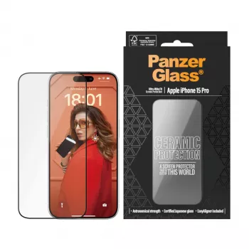 PanzerGlass ® Ceramic Screen Protector iPhone 15 Pro | Ultra-Wide Fit με EasyAligner