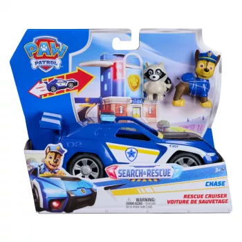 PAW Patrol : Search & Rescue, Chase Rescue Cruiser όχημα με 2 φιγούρες, παιχνίδι περιπολικού με μηχανισμό επαναφοράς, παιδικό παιχνίδι για αγόρια & κορίτσια από 3 ετών