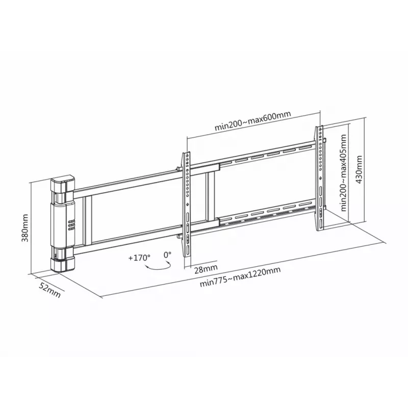 Multibrackets M Μοτοριζόμενη περιστρεφόμενη βάση X-Large 50 kg 170° Μαύρο