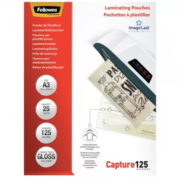 Fellowes ImageLast A3 125 Micron φύλλα πλαστικοποίησης - συσκευασία 25 τεμ., γυαλιστερό, διαφανές, A3, 0,125 mm, 436 mm, 310 mm