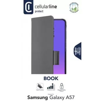 Cellularline Book - Galaxy A57 θήκη βιβλίου με θήκη καρτών, μαγνητικό κλείσιμο και πλήρη πρόσβαση σε κουμπιά και θύρες.
