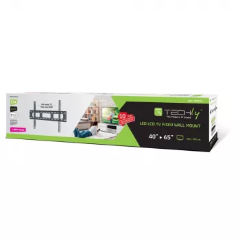 Techly βάση τοίχου για ultra slim LED LCD TV 40-65 ίντσες, 101,6 cm (40 ίντσες), 165,1 cm (65 ίντσες), 100 x 100 mm, 600 x 400 mm, μέταλλο, μαύρο