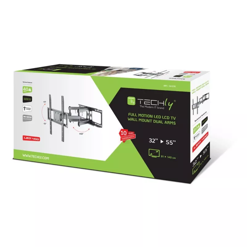 Techly ICA-PLB 344STY βάση/βάση στήριξης TV 139,7 cm (55 ίντσες) μαύρο