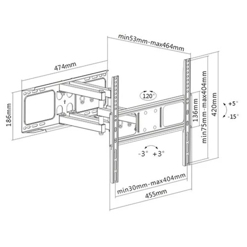 Techly ICA-PLB 344STY βάση/βάση στήριξης TV 139,7 cm (55 ίντσες) μαύρο