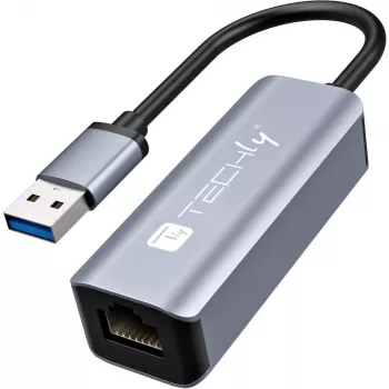 Techly IDATA USB-ETGIGA-AA σταθμός σύνδεσης laptop/αντιγραφέας θυρών ενσύρματο USB 3.2 Gen 1 (3.1 Gen 1) Type-A μαύρο, ασημί