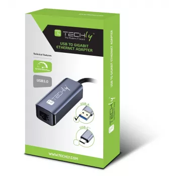 Techly IDATA USB-ETGIGA-AA σταθμός σύνδεσης laptop/αντιγραφέας θυρών ενσύρματο USB 3.2 Gen 1 (3.1 Gen 1) Type-A μαύρο, ασημί