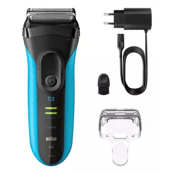 Ηλεκτρική ξυριστική μηχανή BRAUN Series 3 3040 επαναφορτιζόμενη μαύρο/μπλε, Μοντέλο 3040