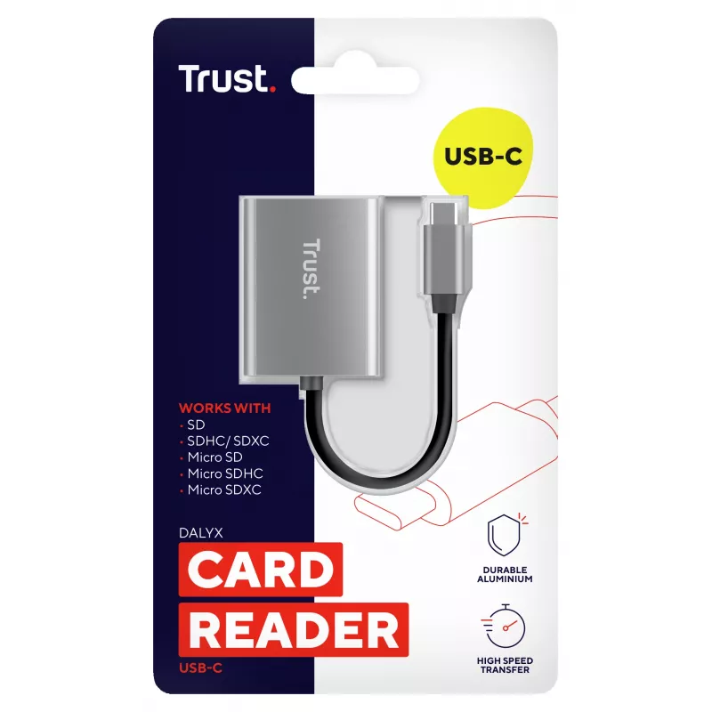 Trust 24136 αναγνώστης καρτών USB 3.2 Gen 1 (3.1 Gen 1) Type-C αλουμινίου