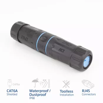 ACT θωρακισμένος CAT6A εξωτερικού χώρου IP68 RJ45 ζεύκτης SD6522, Cat6A θωρακισμένος Ethernet inline ζεύκτης