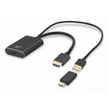 ACT αντάπτορας HDMI σε υποδοχή USB Type-C, 4K@60Hz. Μήκος καλωδίου: 0,25 m, Σύνδεση 1: USB Type-C, Σύνδεση 2: HDMI + USB. Ποσότητα ανά συσκευασία: 1 τεμ.