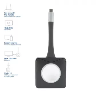 ACT Aero 4K Presenter Button, κιτ κουμπιών, Μαύρο, 1 τεμ., 3840 x 2160, Aero 4K ασύρματο σύστημα παρουσίασης, 0 - 40 °C