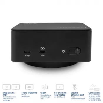 ACT Universal USB-C σταθμός βάσης 4K, για 3 οθόνες HDMI/DisplayPort, DisplayLink
