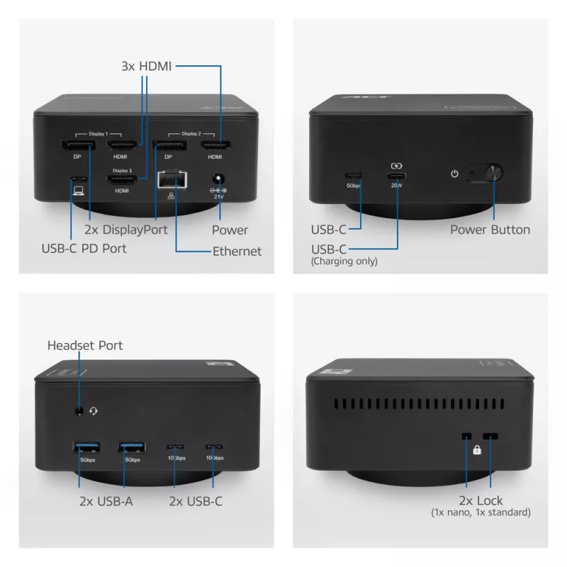 ACT Universal USB-C σταθμός βάσης 4K, για 3 οθόνες HDMI/DisplayPort, DisplayLink