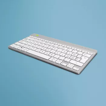 R-Go Tools Εργονομικό πληκτρολόγιο R-Go Compact Break, συμπαγές πληκτρολόγιο με λογισμικό διαλειμμάτων, QWERTZ (CH), Bluetooth, Λευκό
