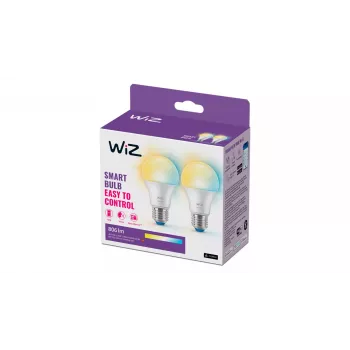 WiZ Bulb 60W A60 E27 x2, Έξυπνη λάμπα, Wi-Fi/Bluetooth, Λευκό, Wi-Fi 4 (802.11n), 802.11b, 802.11g, LED, E27