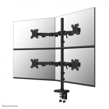 Βραχίονας τετραπλής οθόνης Neomounts DS60-600BL2-2 για οθόνες 10–32 ιντσών, VESA 75x75–100x100, μέγιστη αντοχή 8 kg, σφιγκτήρας/πέρασμα γραφείου, μαύρο
