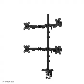 Βραχίονας τετραπλής οθόνης Neomounts DS60-600BL2-2 για οθόνες 10–32 ιντσών, VESA 75x75–100x100, μέγιστη αντοχή 8 kg, σφιγκτήρας/πέρασμα γραφείου, μαύρο