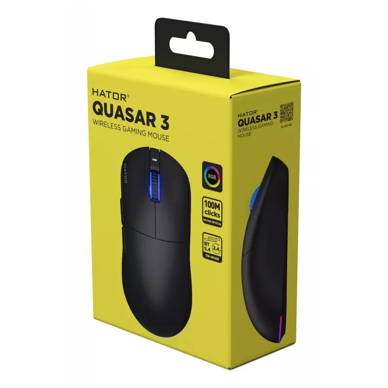 HATOR Quasar 3 Wireless Ποντίκι Gaming Αμφίχειρο RF Wireless + Bluetooth + USB Type-A Οπτικό 12000 DPI