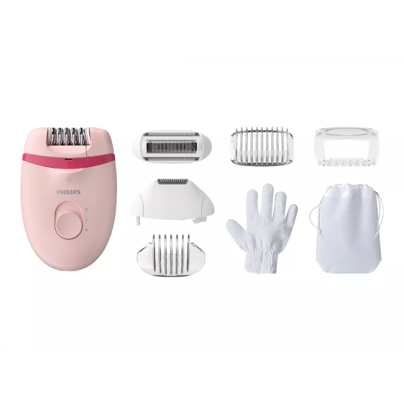 Philips Satinelle Essential BRE285/00 ενσύρματη αποτριχωτική συσκευή, λευκό/ροζ