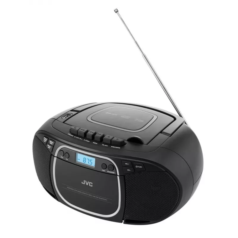 Φορητό CD player JVC RC-E451B Μαύρο — CD/MP3, Bluetooth, FM 87,5–108 MHz, USB, AUX, 3,2 W RMS