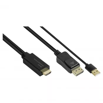 Αντάπτορας καλωδίου βίντεο Alcasa HDMI-DP020 2 m HDMI Type-A DisplayPort Μαύρο