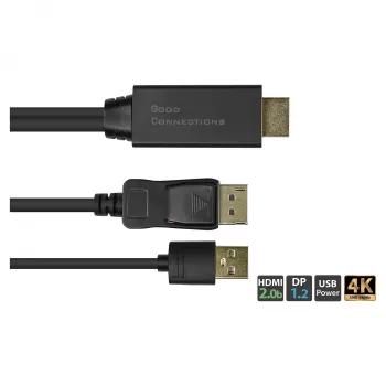 Αντάπτορας καλωδίου βίντεο Alcasa HDMI-DP020 2 m HDMI Type-A DisplayPort Μαύρο