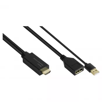Αντάπτορας καλωδίου βίντεο Alcasa HDMI-AD22 0,3 m HDMI Type-A DisplayPort Μαύρο
