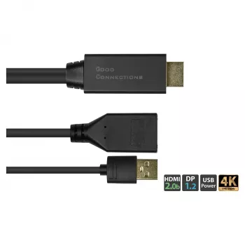 Αντάπτορας καλωδίου βίντεο Alcasa HDMI-AD22 0,3 m HDMI Type-A DisplayPort Μαύρο