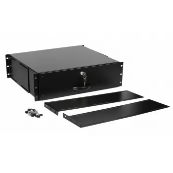 Μονάδα συρταριών Equip συρτάρι με κλειδαριά 19 inch 3U RAL9005 μαύρο