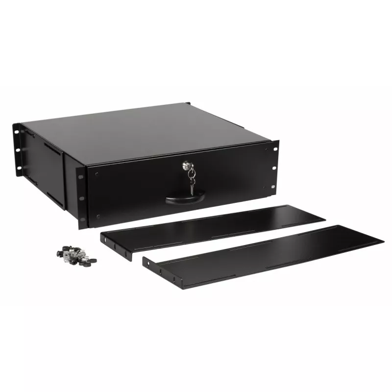 Μονάδα συρταριών Equip συρτάρι με κλειδαριά 19 inch 3U RAL9005 μαύρο