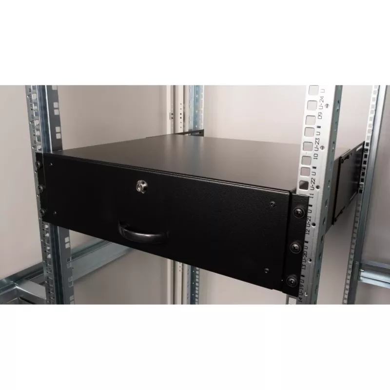 Μονάδα συρταριών Equip συρτάρι με κλειδαριά 19 inch 3U RAL9005 μαύρο