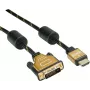 Roline Gold - Καλώδιο βίντεο - Dual Link - HDMI / DVI - DVI-D (M) σε HDMI (M) - 5 m - θωρακισμένο - Μαύρο, Χρυσό - Υποστήριξη 4K