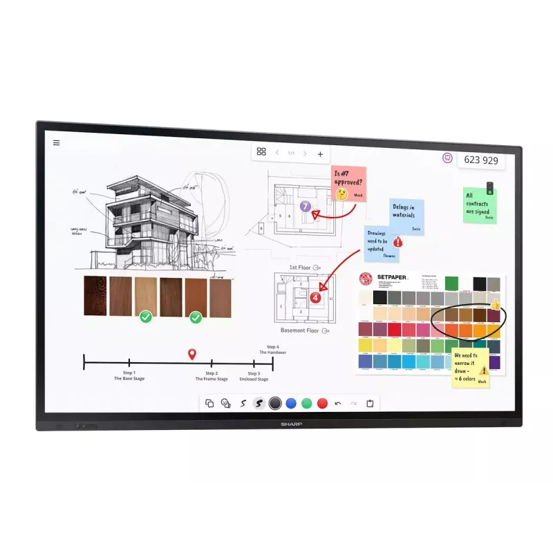 Διαδραστική επίπεδη οθόνη Sharp PN-LA862 86 ίντσες 4K Ultra HD Touchscreen Μαύρο