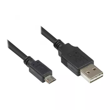 Καλώδιο σύνδεσης USB 2.0 EASY βύσμα αρσενικό A σε βύσμα αρσενικό Micro B, μαύρο, 0,5 m, Good Connections® (2510-EUM005)