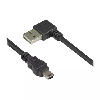 Good Connections Καλώδιο σύνδεσης USB 2.0 EASY βύσμα αρσενικό A σε βύσμα αρσενικό Mini-B - γωνιακό - μαύρο - 0,5 m