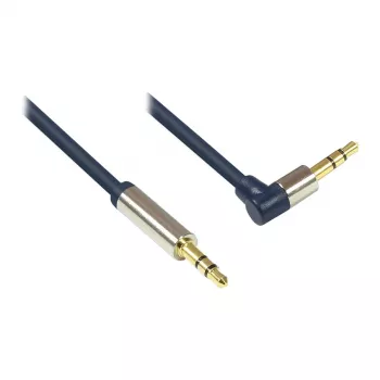 Καλώδιο σύνδεσης ήχου High-Quality 3,5mm, βύσμα αρσενικό jack σε βύσμα αρσενικό jack δεξιά γωνιακό, θήκη από αλουμίνιο, σκούρο μπλε, 1m, Good Connections (GC-