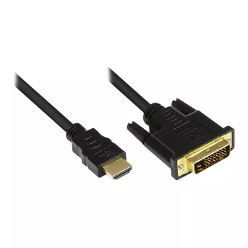 Καλώδιο σύνδεσης HDMI 19pol αρσενικό σε DVI-D 24+1 αρσενικό, επιχρυσωμένα βύσματα 24K και επαφές χαλκού, OFC, μαύρο, 5m, Good Connections (GC-M0012)