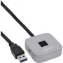 Σαρωτής δακτυλικών αποτυπωμάτων USB με hub InLine 41360K, συμβατός με Windows Hello, καλώδιο 1,5 m, ασημί